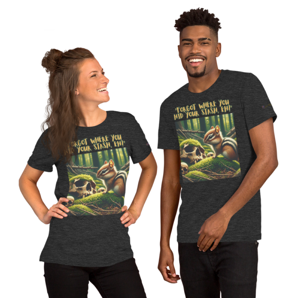 Last Laugh Chipmunk Unisex T-Shirt - Comfort Fit with Humorous 'Forgot where you hid your stash, eh?' Design - Image 5