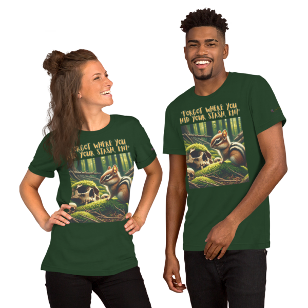 Last Laugh Chipmunk Unisex T-Shirt - Comfort Fit with Humorous 'Forgot where you hid your stash, eh?' Design - Image 4