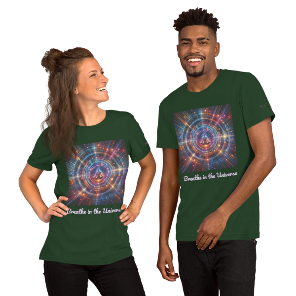 Old Fashioned Comfort Fit Unisex T-Shirt | Cosmic Meditation Design | Breathe In The Universe Quote - Image 6