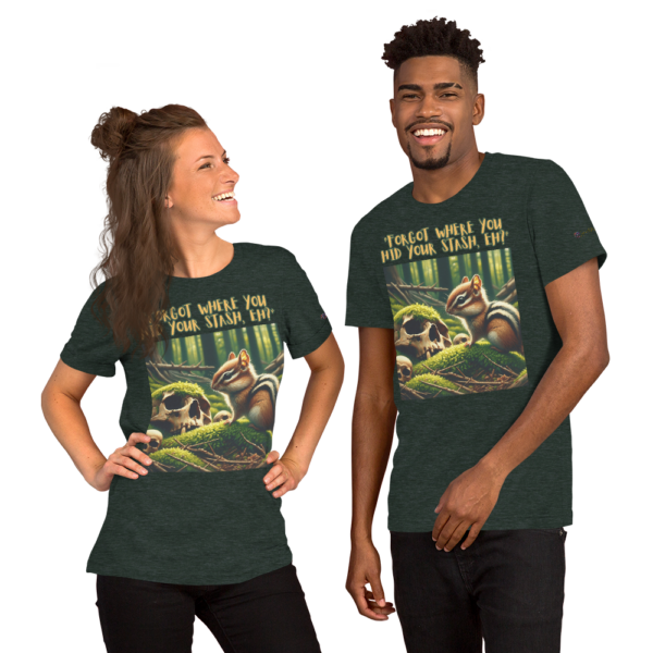 Last Laugh Chipmunk Unisex T-Shirt - Comfort Fit with Humorous 'Forgot where you hid your stash, eh?' Design - Image 3