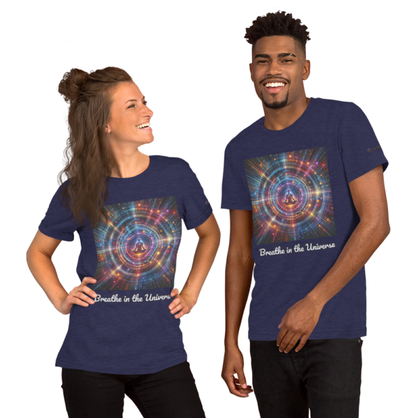 Old Fashioned Comfort Fit Unisex T-Shirt | Cosmic Meditation Design | Breathe In The Universe Quote - Image 4