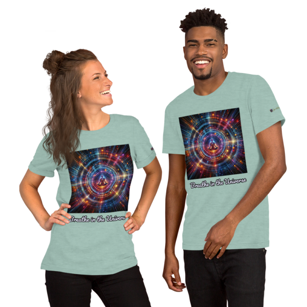 Old Fashioned Comfort Fit Unisex T-Shirt | Cosmic Meditation Design | Breathe In The Universe Quote - Image 7