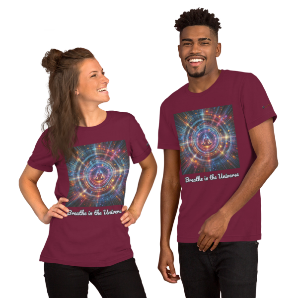 Old Fashioned Comfort Fit Unisex T-Shirt | Cosmic Meditation Design | Breathe In The Universe Quote - Image 5