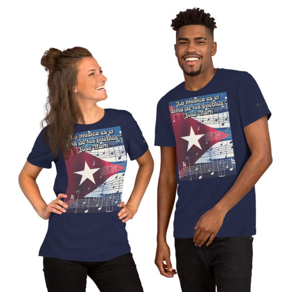 Old-Fashioned Comfort Fit Unisex T-Shirt Featuring Cuban Musical Flag Design – 'La música es el alma de los pueblos' Quote by José Martí - Image 2