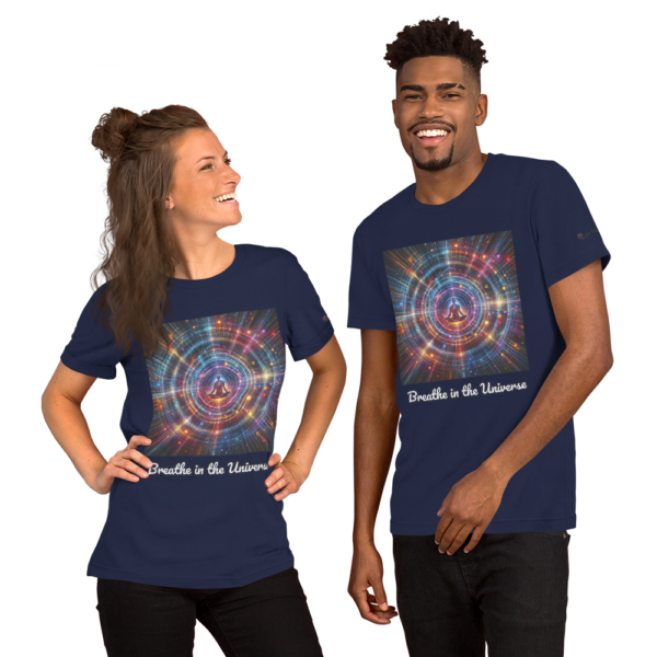 Old Fashioned Comfort Fit Unisex T-Shirt | Cosmic Meditation Design | Breathe In The Universe Quote - Image 3