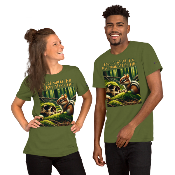 Last Laugh Chipmunk Unisex T-Shirt - Comfort Fit with Humorous 'Forgot where you hid your stash, eh?' Design - Image 7