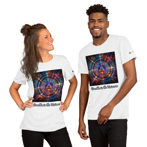 Old Fashioned Comfort Fit Unisex T-Shirt | Cosmic Meditation Design | Breathe In The Universe Quote - Image 8