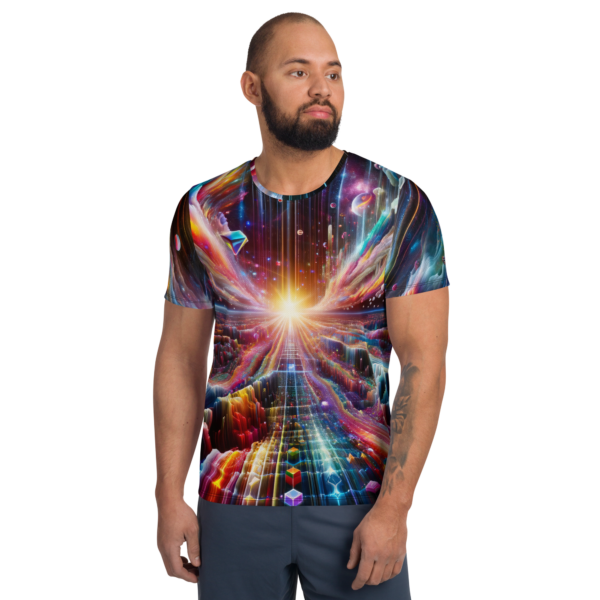 Cosmic Symphony All-Over-Print Men's Athletic Shirt - Moisture-Wicking Performance Tee for Combat Sports & Outdoor Enthusiasts