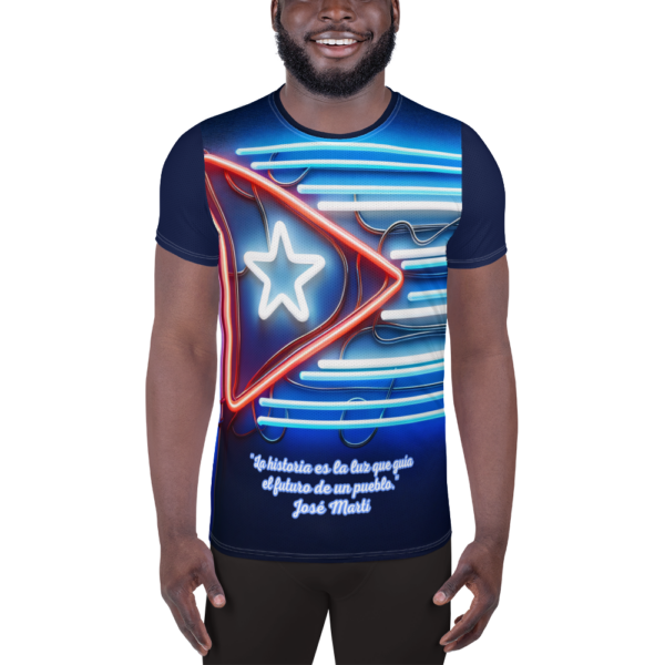 Men’s All-Over-Print Cuban Neon Flag Athletic Shirt – Perfect for Combat Sports & Outdoor Enthusiasts