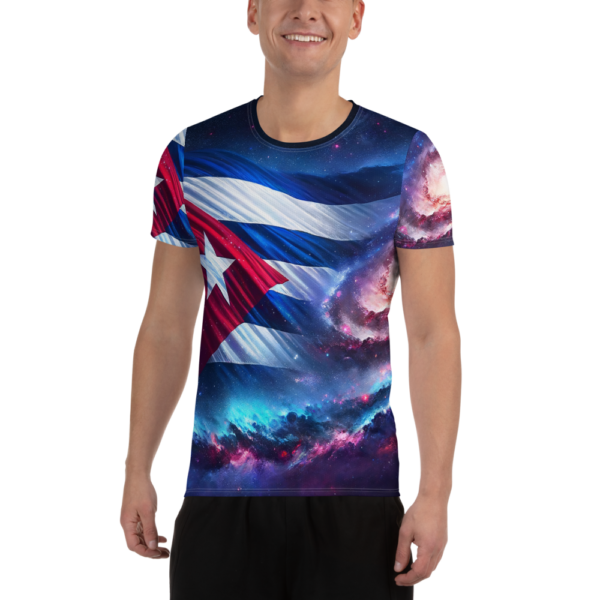 Men's All-Over-Print Athletic Shirt - Galactic Cuban Flag | Sports & Combat Ready Moisture-Wicking Performance