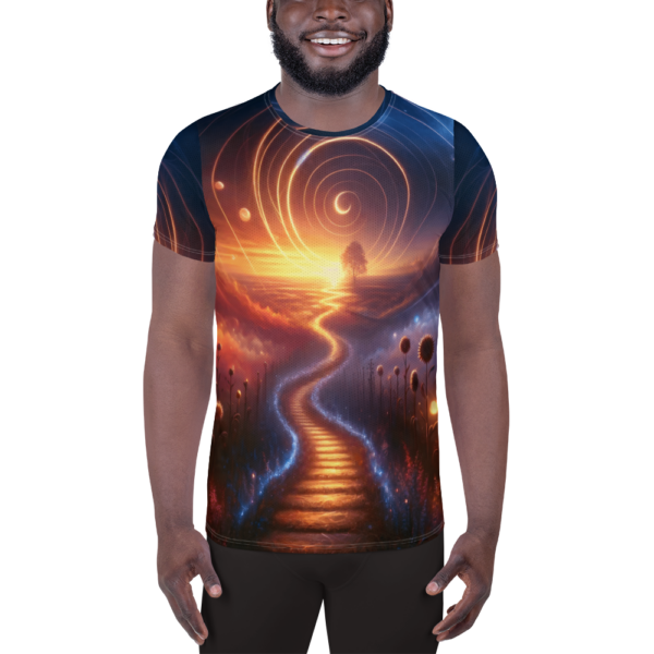 Celestial Dreamway Athletic Shirt - Men's All-Over Print Performance Top for Sports Enthusiasts