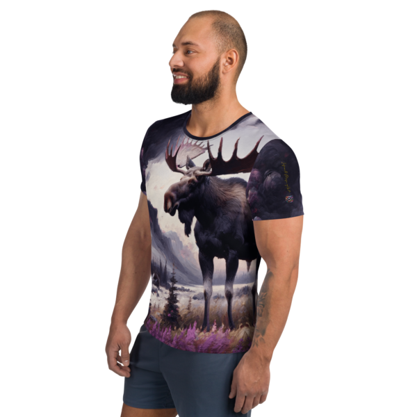 Men’s All-Over-Print Athletic Shirt - "Gentle Moose Amid Chaos" with "Born Free, Live Free, Survive the Wild" Slogan - Image 4