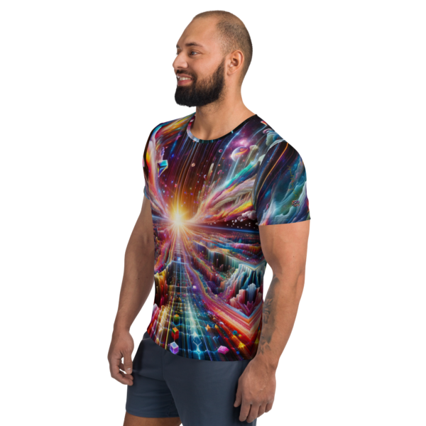 Cosmic Symphony All-Over-Print Men's Athletic Shirt - Moisture-Wicking Performance Tee for Combat Sports & Outdoor Enthusiasts - Image 4