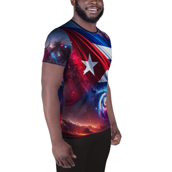 Cuban Flag Cosmic Athletic Shirt – Men's All-Over-Print Performance Top for Combat Sports & Outdoor Enthusiasts - Image 3