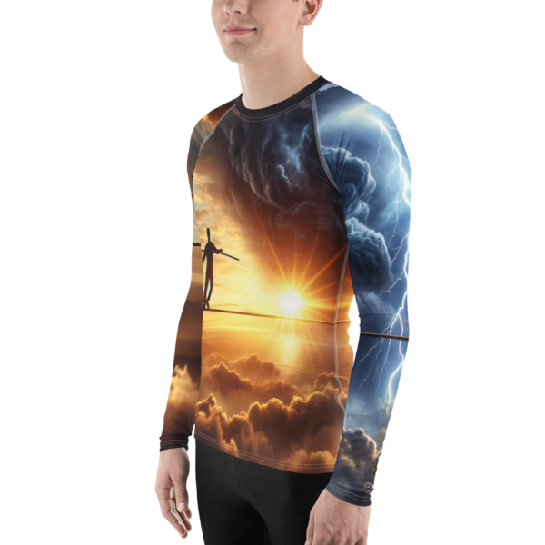 Equilibrium Amidst Chaos Men's Long Sleeve Rash Guard - UPF 50+ Protection - Image 3