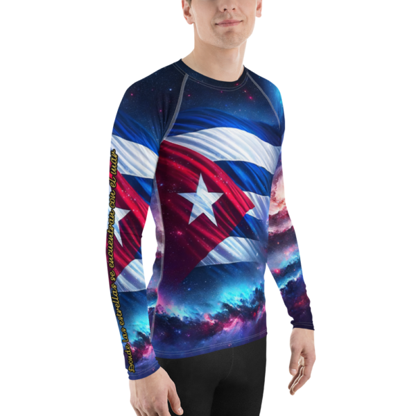 Men’s Long Sleeve Rash Guard | Cosmic Cuban Flag Design | Combat & Outdoor Sports Gear with UPF 50+ Protection - Image 4