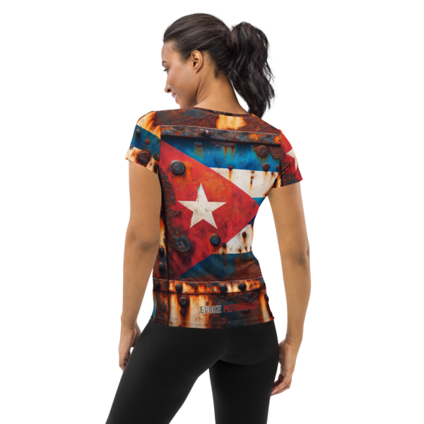 Women's All-Over-Print Athletic Shirt - Rustic Cuban Flag Design for Combat Sports & Outdoor Enthusiasts - Image 2