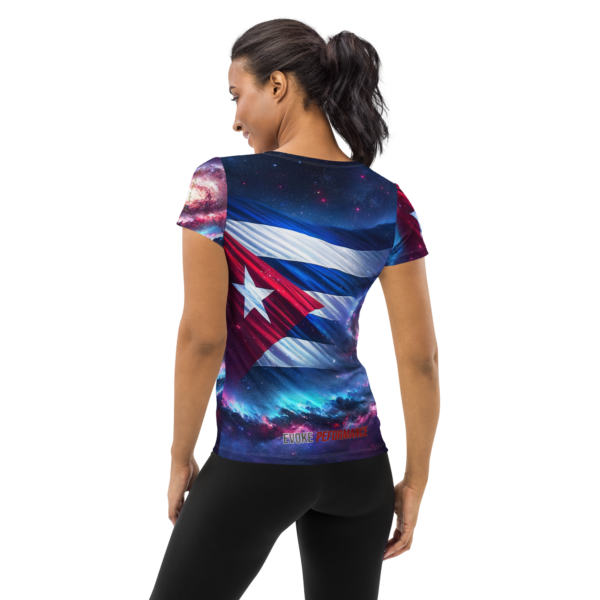 Women's All-Over Print Athletic Shirt – Cosmic Cuban Flag Design | Combat Sports & Outdoor Enthusiasts - Image 2