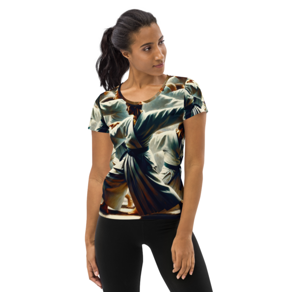 Harmony in Motion: Women's All-Over Print Athletic Shirt for Martial Arts Enthusiasts