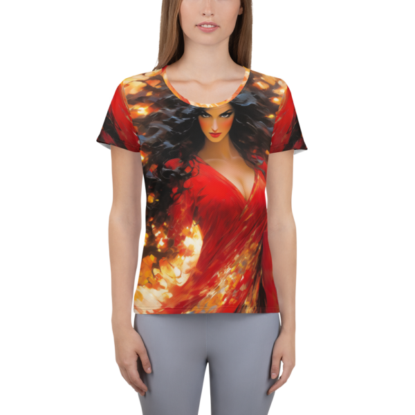 Crimson Enigma Women's All-Over Print Athletic Shirt - Ideal for Combat Sports