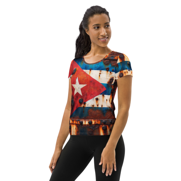 Women's All-Over-Print Athletic Shirt - Rustic Cuban Flag Design for Combat Sports & Outdoor Enthusiasts - Image 3