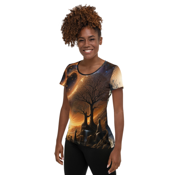 Ascension to Celestial Realms - Women's All-Over Print Athletic Shirt - Image 3