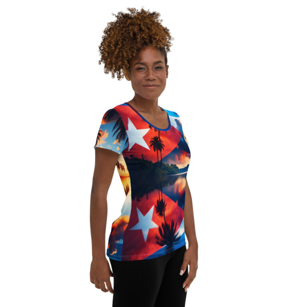 Cuban Radiance Women’s All-Over-Print Athletic Shirt | Moisture-Wicking Performance Wear for Combat Sports & Outdoor Enthusiasts - Image 4