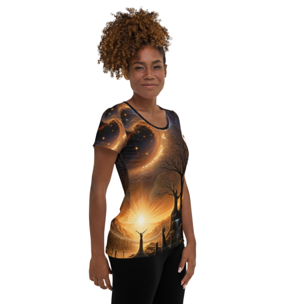 Ascension to Celestial Realms - Women's All-Over Print Athletic Shirt - Image 4