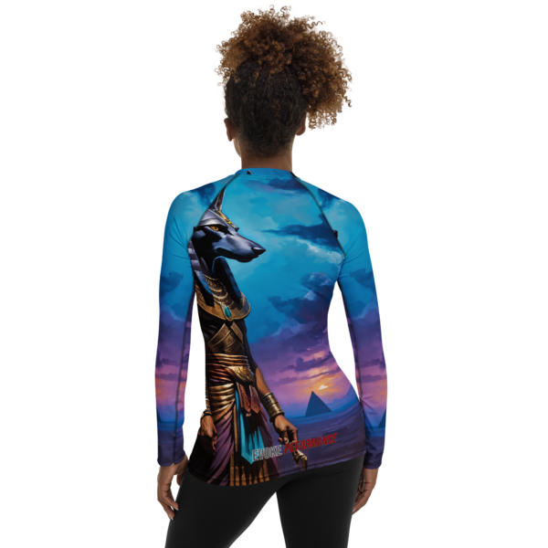 Guardian of the Underworld - Anubis Women's Long Sleeve Rash Guard - Image 3