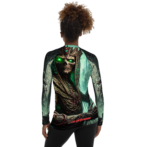 Osiris Ascendant: Monarch of the Dystopian Realm All-Over Print Women's Rash Guard - Image 2