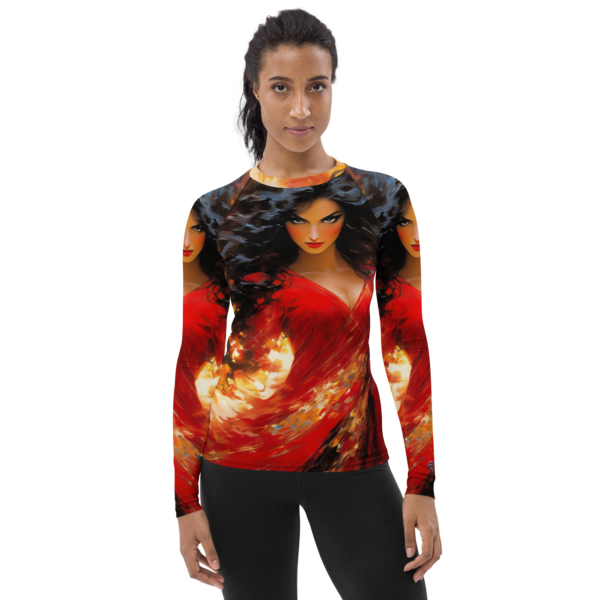 Crimson Enigma Women's Performance Rash Guard - Long Sleeve, UPF 50+