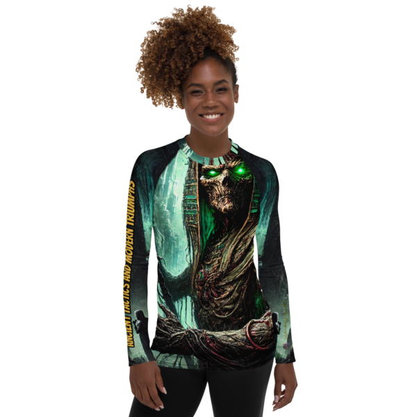 Osiris Ascendant: Monarch of the Dystopian Realm All-Over Print Women's Rash Guard