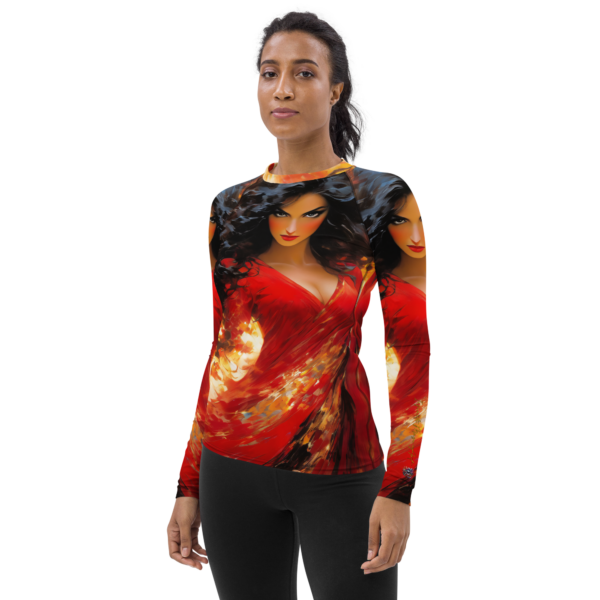 Crimson Enigma Women's Performance Rash Guard - Long Sleeve, UPF 50+ - Image 4