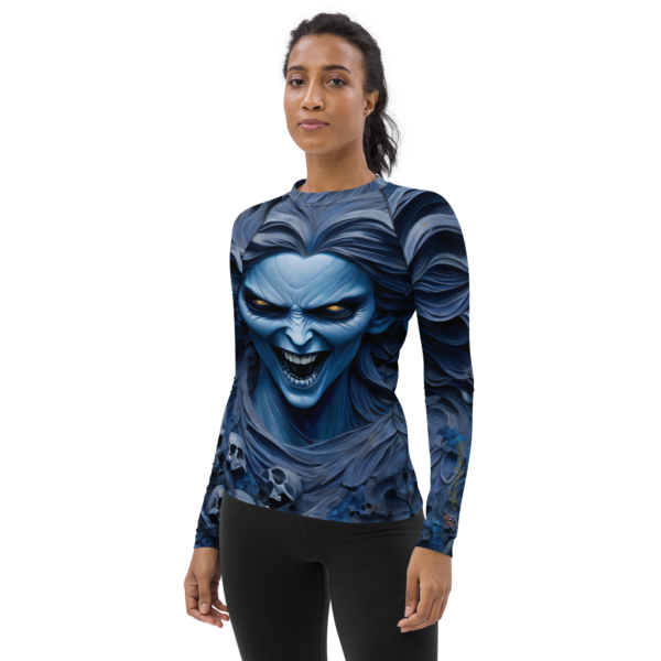 All-Over Print Women's Rash Guard – Harbinger of Shadows Design - Image 3