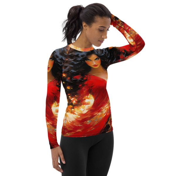 Crimson Enigma Women's Performance Rash Guard - Long Sleeve, UPF 50+ - Image 5