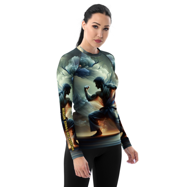 Women’s Long-Sleeve Combat Sports Rash Guard – Martial Spirit Ascendant Design - Image 4