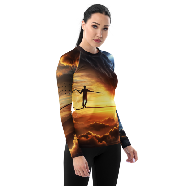 Equilibrium Amidst Chaos Women's Long-Sleeve Rash Guard - Image 4