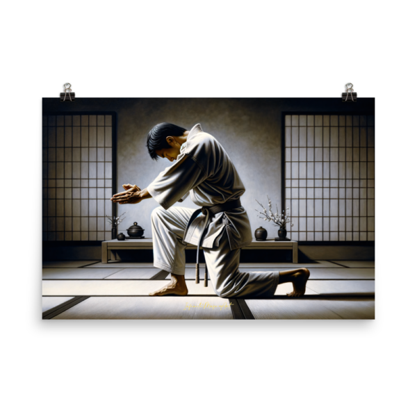 Zen Warrior's Reflection – 24x36in Japanese Poster Paper Print | Museum-Quality Martial Arts Meditation Art