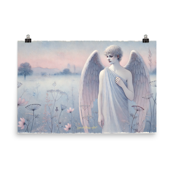 Thanatos' Reverie – 24x36in Japanese Poster-Paper Print | Ethereal Angel of Death Artwork