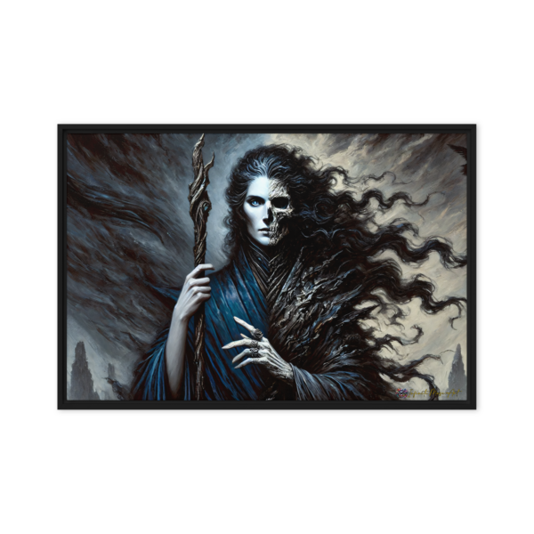 Hel’s Elegance: The Duality of Life and Death - Premium 24x36in Framed Canvas Art | Norse Mythology Wall Décor