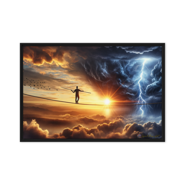 Equilibrium Amidst Chaos – Premium Framed Canvas Art Print (24x36in)