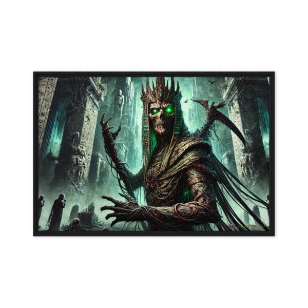 Osiris Ascendant: Monarch of the Dystopian Realm – Framed Canvas Print