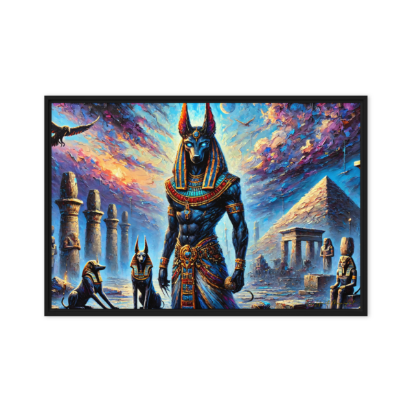 Anubis at Twilight: Majestic Framed Canvas Print