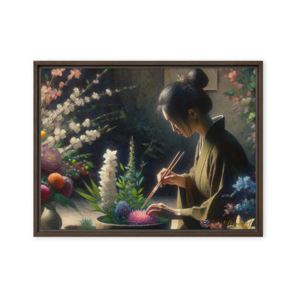 ‘Ikebana Reverie’ - 18x24in Premium Wood-Framed Canvas Print with Floating Effect