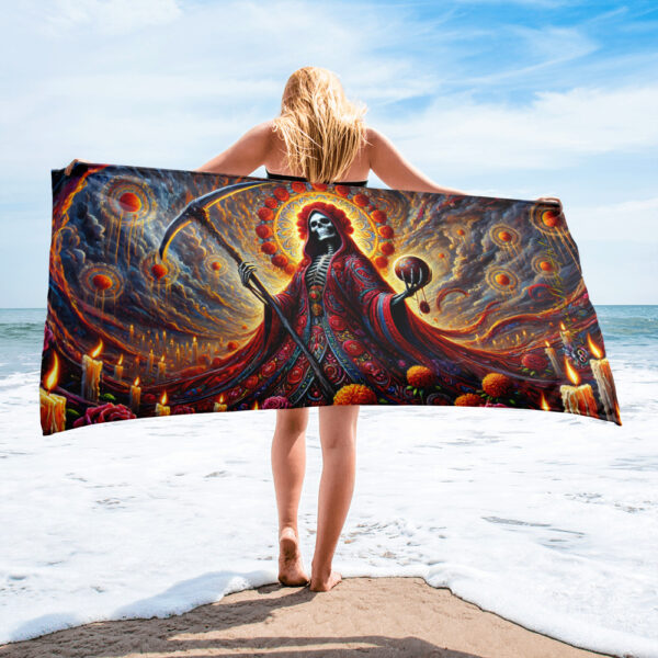 La Muerte's Omen Beach Towel – Super Soft 30x60in Gothic Death Goddess Towel