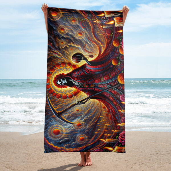 La Muerte's Omen Beach Towel – Super Soft 30x60in Gothic Death Goddess Towel - Image 2