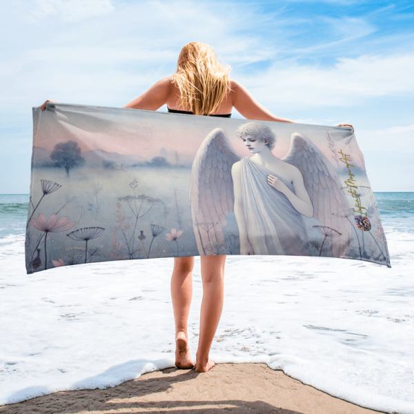 Thanatos' Reverie – Ethereal Angelic Deity Beach Towel, 30x60in Super Soft Sublimation Towel