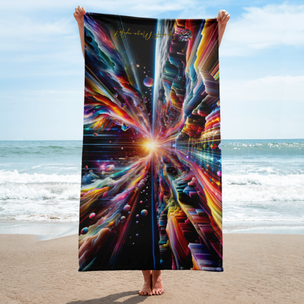 Cosmic Symphony of Light 30x60in Beach Towel - Vibrant Celestial Design - Image 2