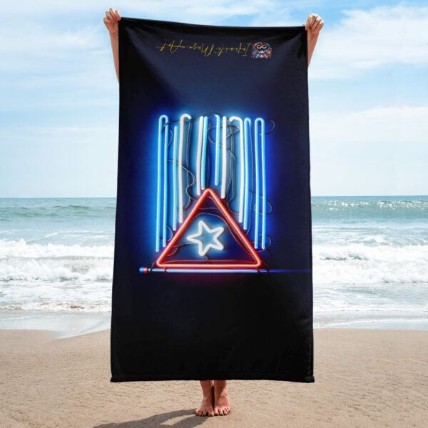 Cuban Flag Neon Art Beach Towel – Vibrant 30x60in Soft & Absorbent Beach Towel - Image 2