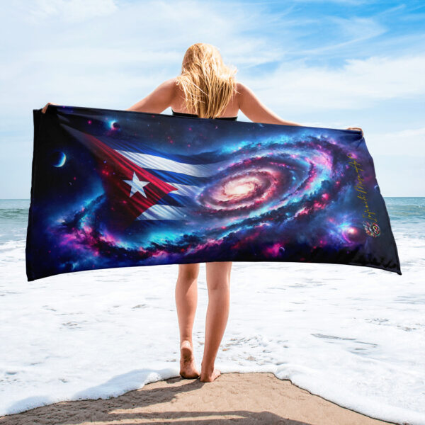 Cosmic Cuban Flag Beach Towel – 30x60in Vibrant and Cozy Beach Accessory